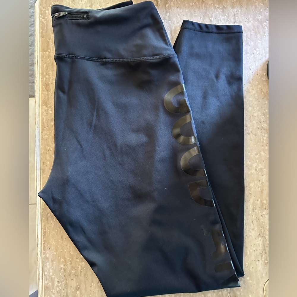 Good American Black Leggings with Black Lettering down the leg!  Size 3